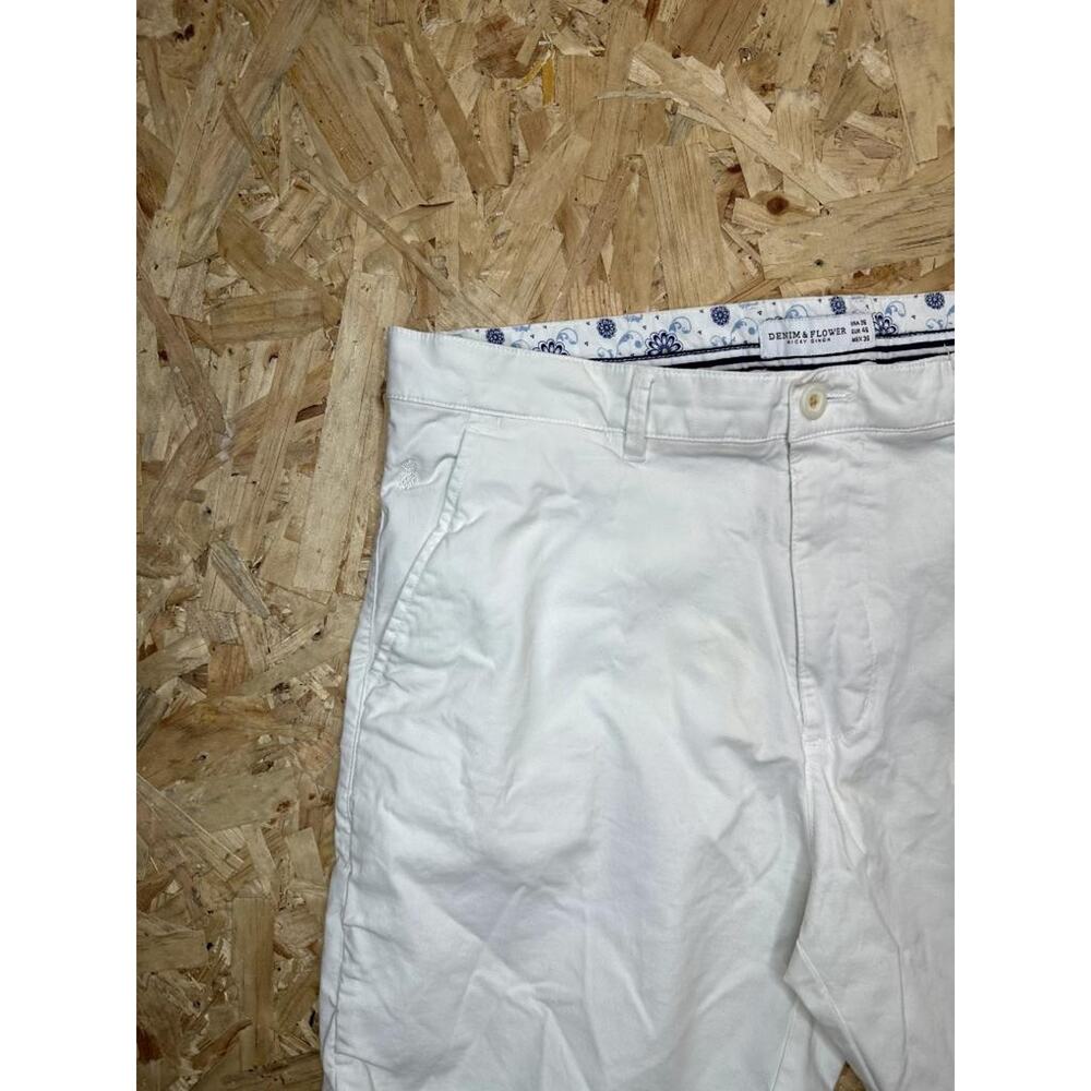 Denim & Flower Ricky Singh Mens Shorts Size 36 White Chino Flat Front Casual - Picture 4 of 14